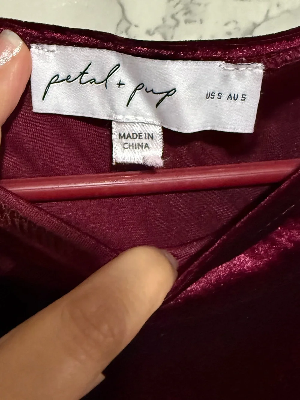 NEW Petal & Pup Sarine Burgundy Red Velvet Maxi Dress with Side Cutout S